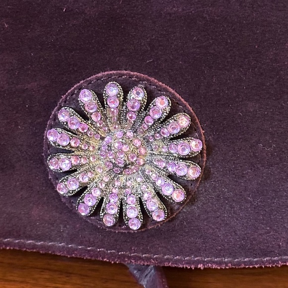 🌟HP🌟VTG 1990s Purple Suede Bling Flap Style Shoulder Bag by New York & Company - Picture 4 of 14
